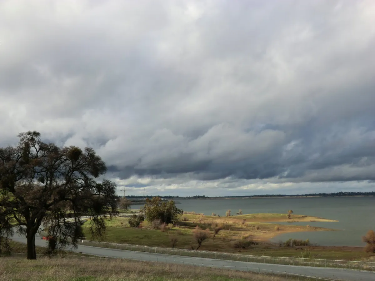 Folsom Lake under a cloudy sky seen from Folsom Point